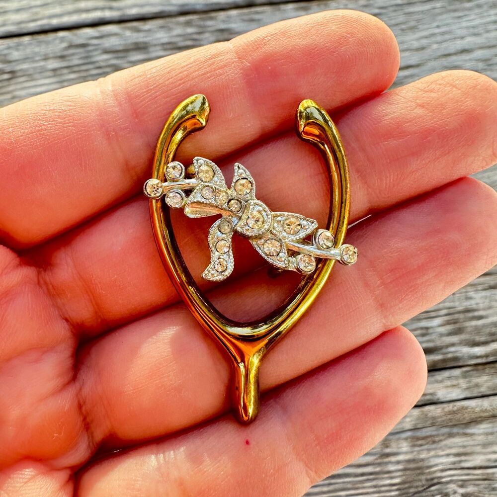 Vintage Jewelry wishbone brooch Wish Bone Lucky Pin